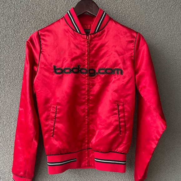 BoDog Casino Red Jacket, Play Hard, Red Black Shiny Jacket,Small Bomber Jacket, - Picture 10 of 10